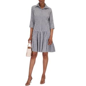 Talbot Runhof Seersucker Shirt Dress SZ US 2 EUC